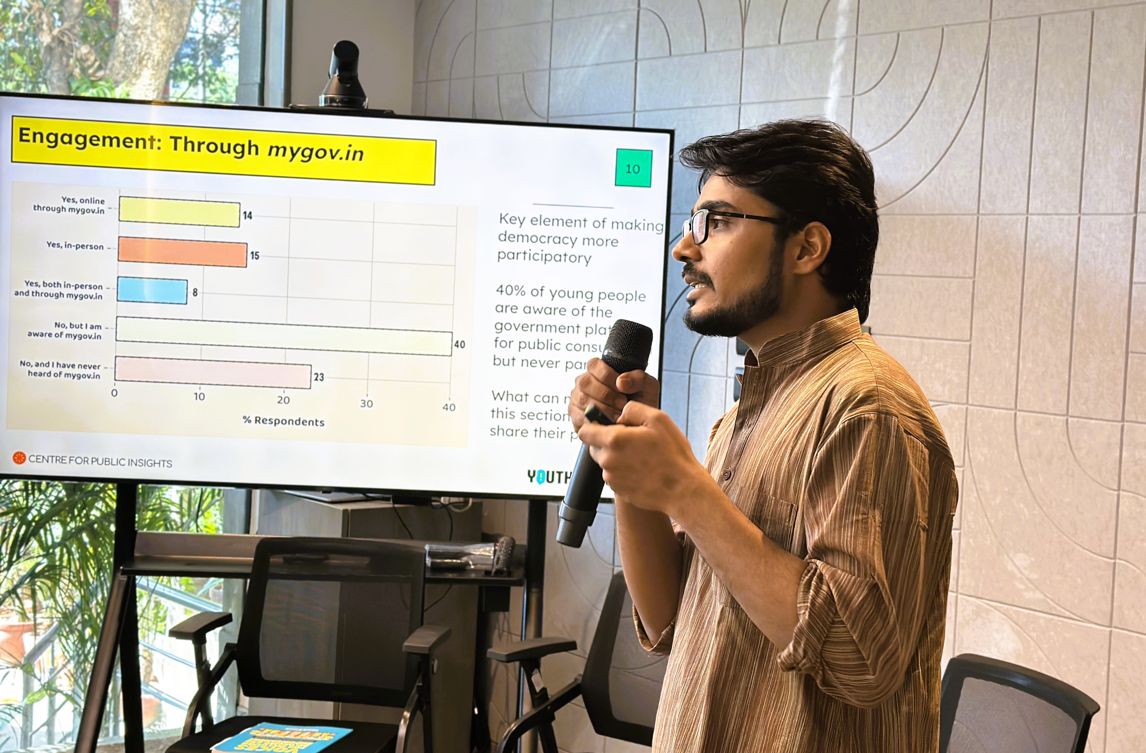 Presenting VIBE survey findings at the launch event